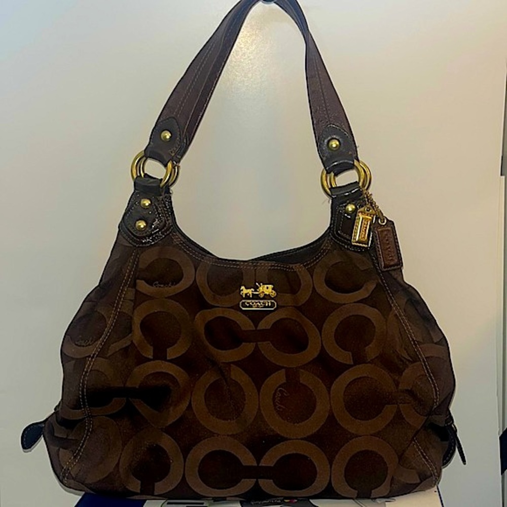 Vintage Coach Signature Sateen/Leather Madison Hobo Bag